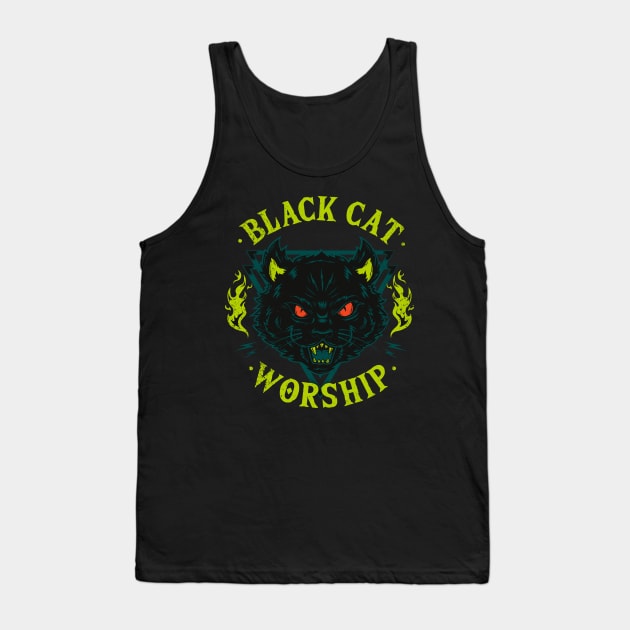 Black Cat Worship Tank Top by Galleta gráfico